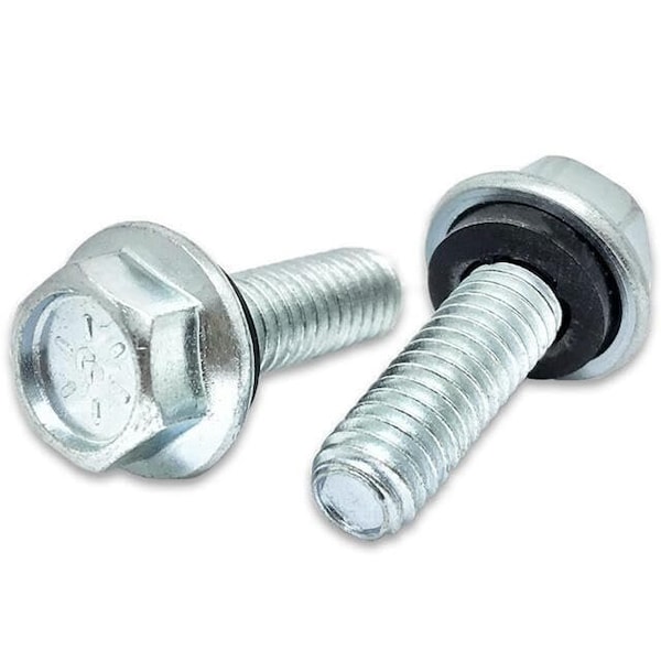Boltsandnuts.Com Grade 8, 3/8"-16 Flange Bolt, Zinc Plated 1 in L, 90 PK 37C100BGB8Z/EPDMWSR-90 - main